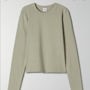 Aritzia | Sunday Best little ribbed long sleeve in sage green - Size M